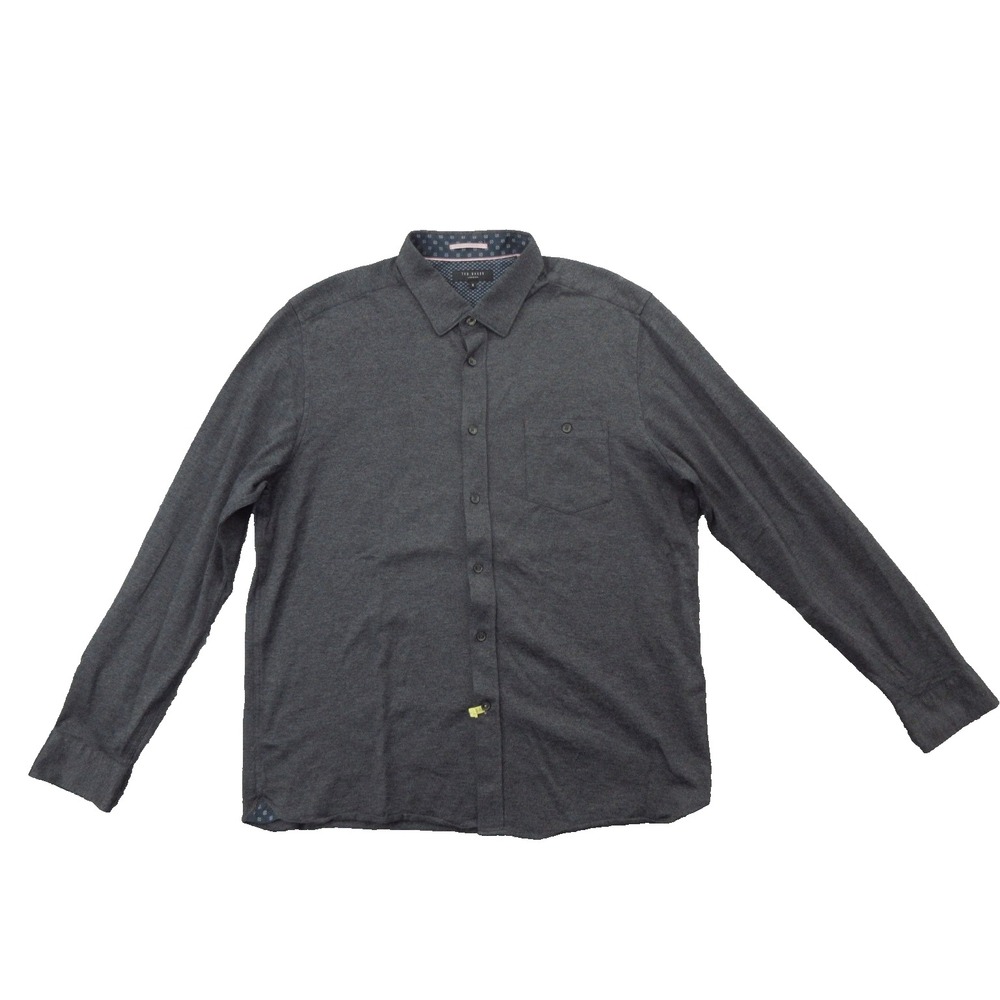 Ted Baker Shirt Mens 2XL Gray Button Up Long Sleeve Cotton Pocket Smart Casual